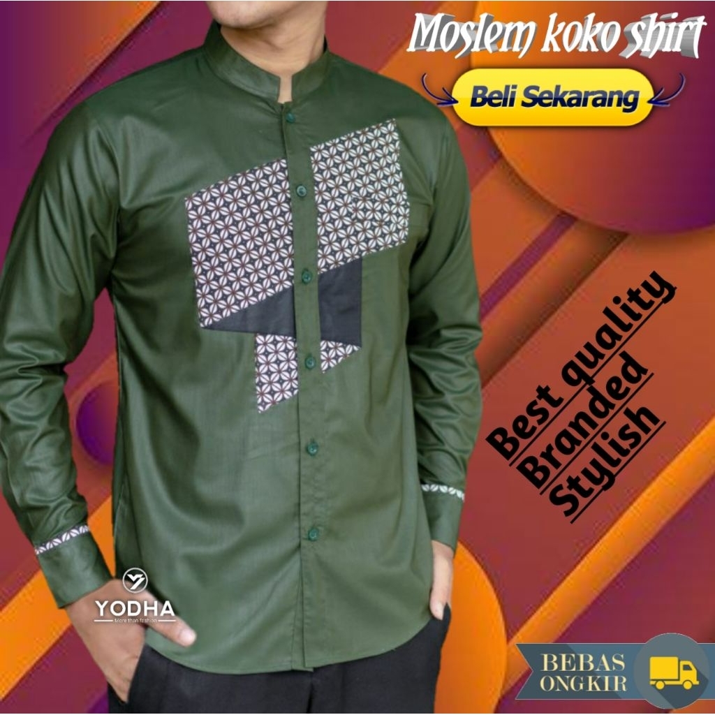 HOT PRODUCT BAJU KOKO LURIK SURJAN JAWA KEMEJA SHANGHAI PRIA MUSLIM KEMKO DEWASA BASIC KATUN SERAGAM