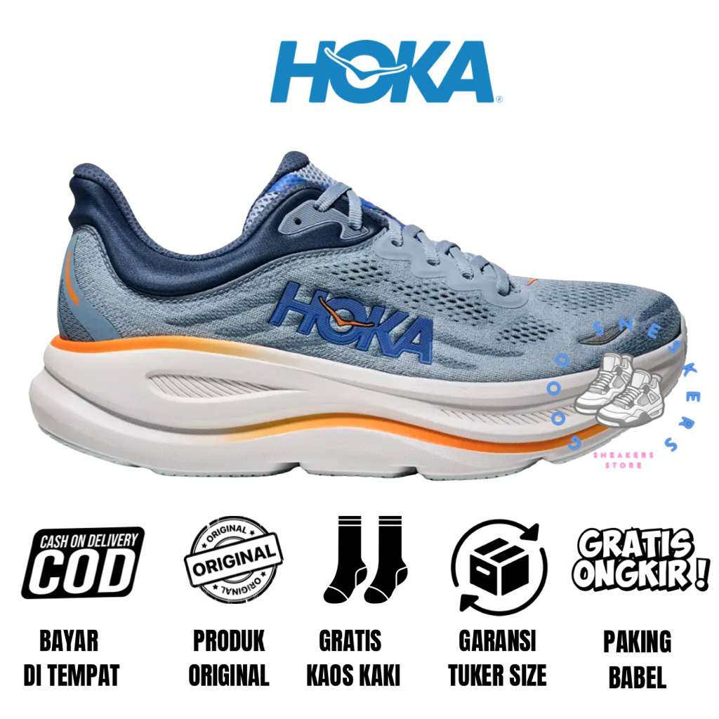 Sepatu Running Hoka Original Hoka Bondi 9 Drizzle Downpour