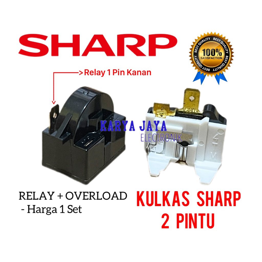 1 Set Relay 1 Pin Kanan Overload Kulkas Sharp 2 Pintu / Relay Kulkas Sharp 2 Pintu