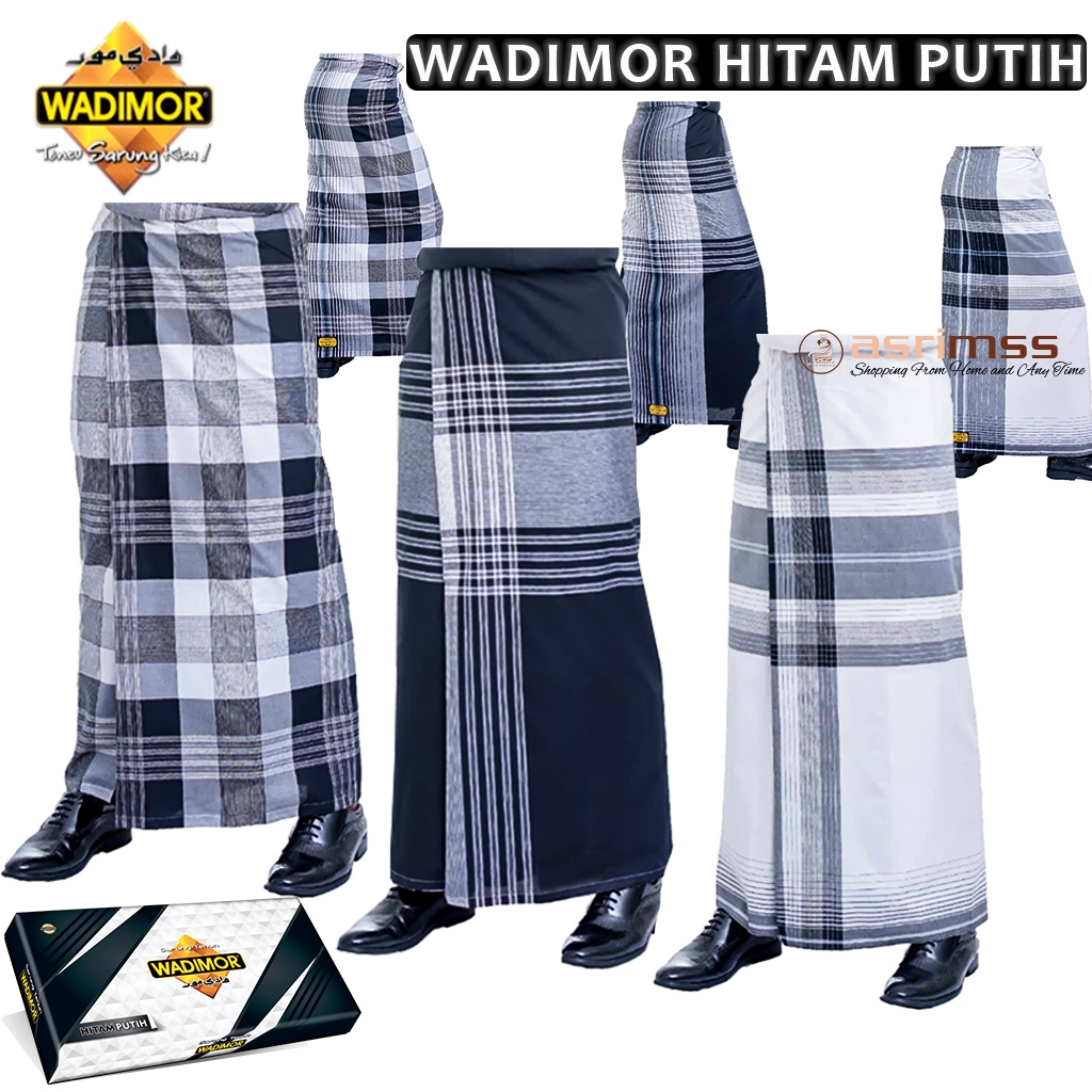 Sarung Wadimor Hitam Putih Sarung Tenun Dewasa Premium Bahan Adem Tidak Luntur Bisa COD