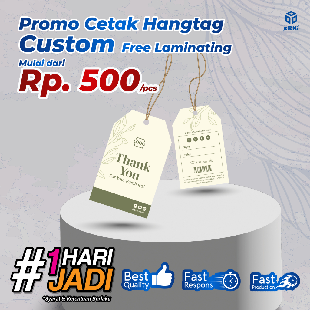 

Cetak Hangtag Custom Design / ART CARTON / FREE LAMINATING - ERKI PRINTING