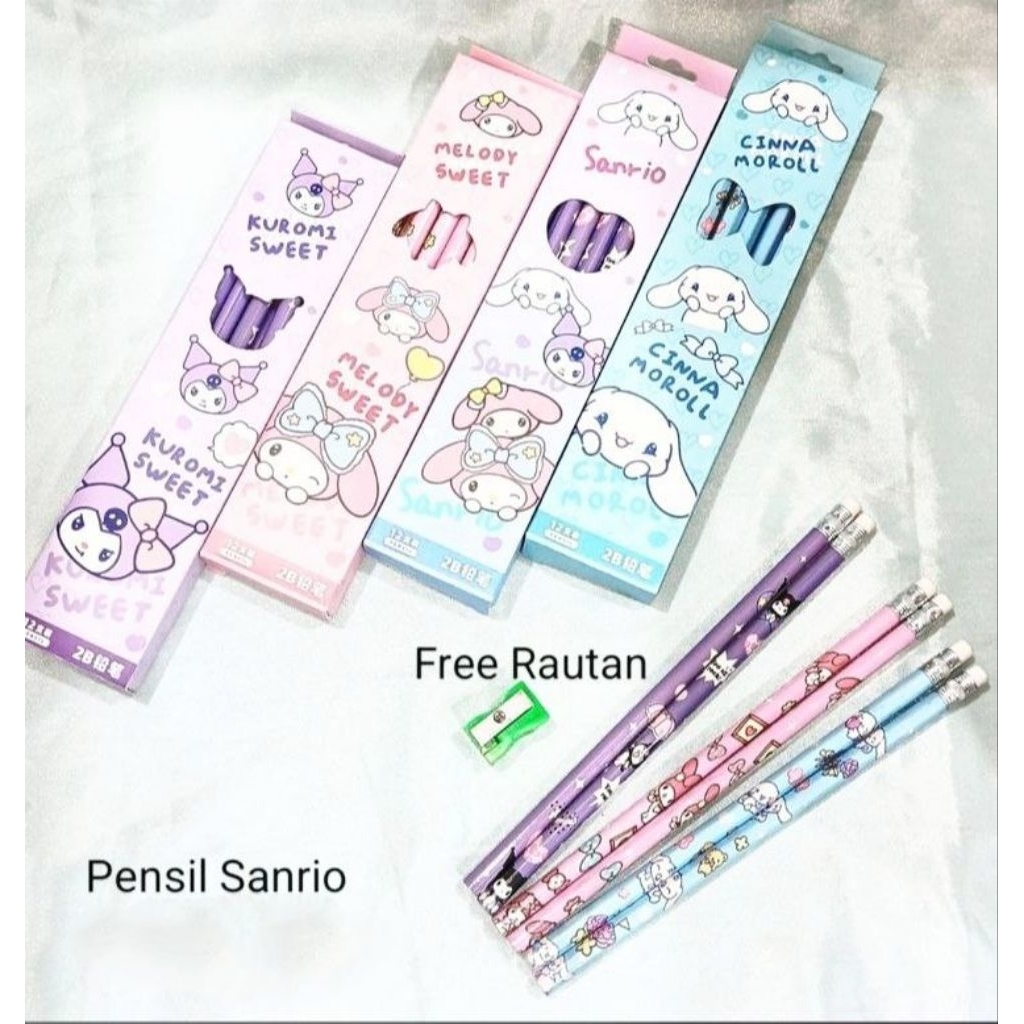 

Deon Acc store -- pensil model sanrio , 1 kotak isi 6 pcs pensil sanrio free rautan