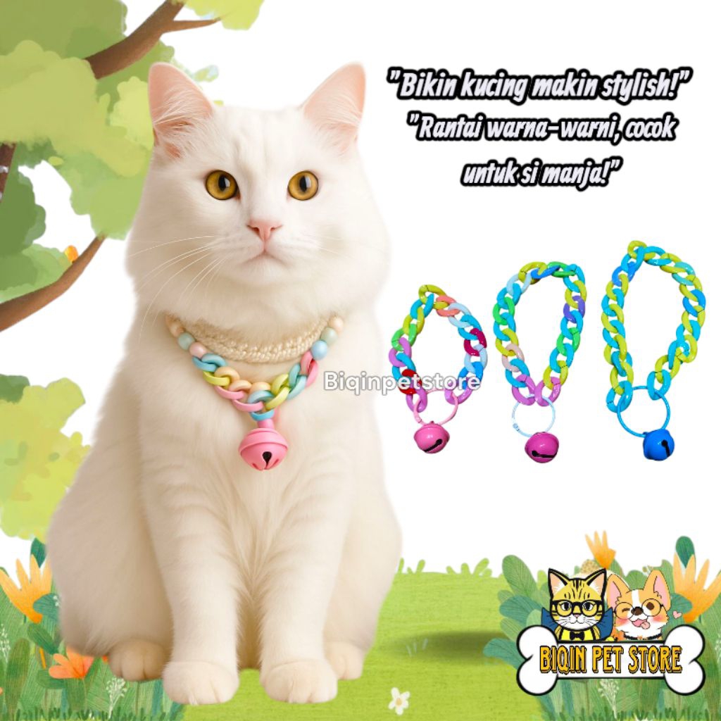 Kalung Kucing Anjing Kecil Stylish Rantai Lonceng Besar 22mm