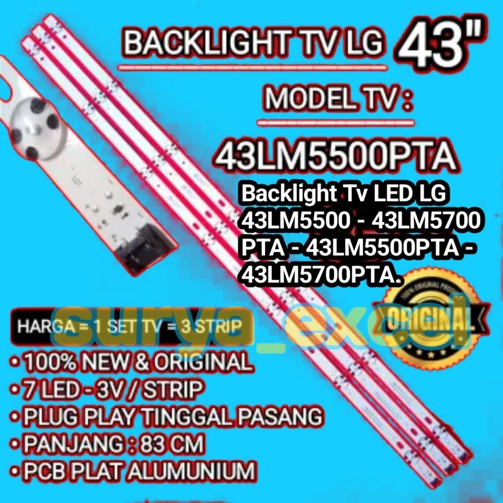BL Lampu Latar Backlight Tv LED LG 43LM5500 - 43LM5700 PTA - 43LM5500PTA - 43LM5700PTA. 100% ORIGINA