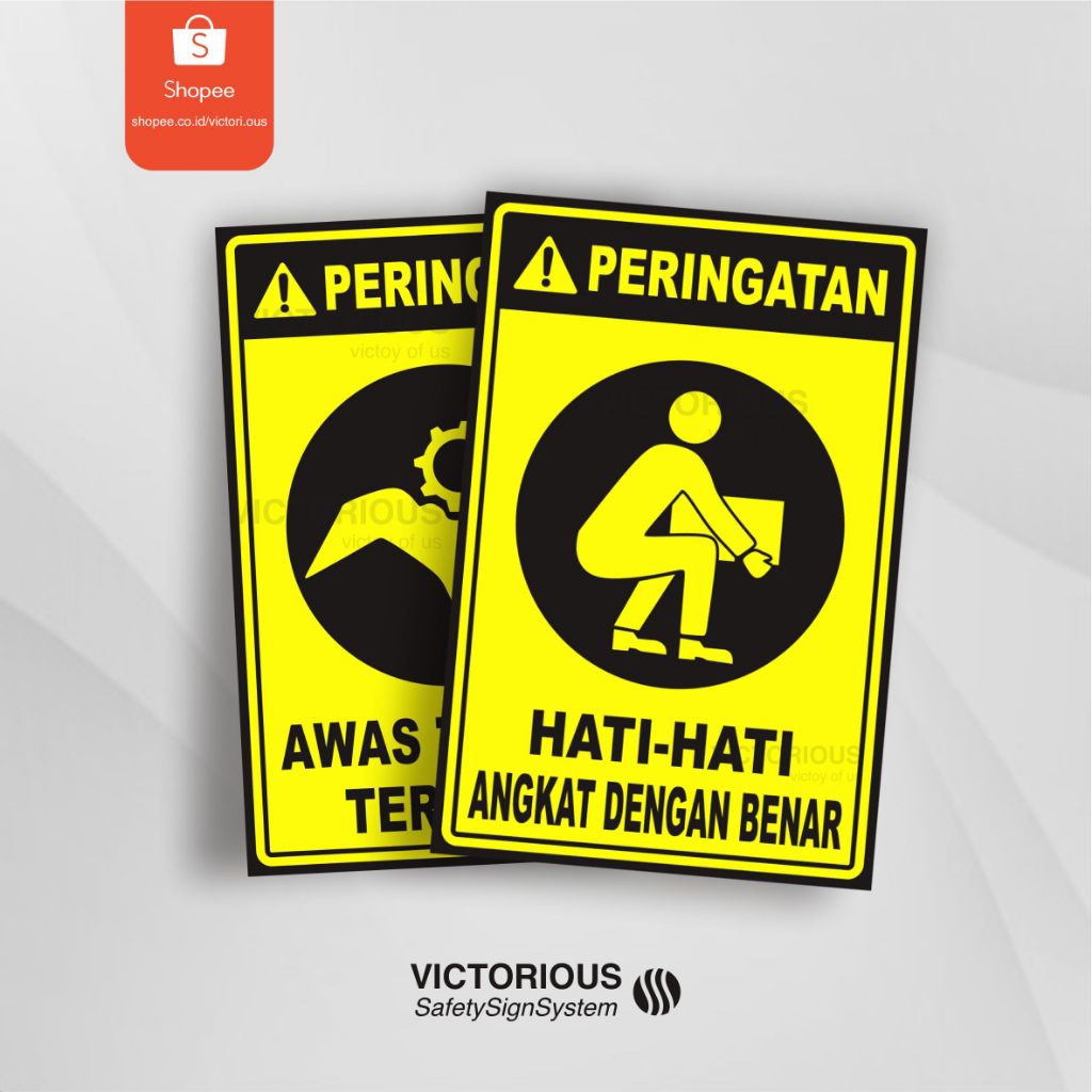 

Sticker Safety K3 Bahaya Mekanis Rambu Peringatan Hati-hati Angkat Dengan Benar