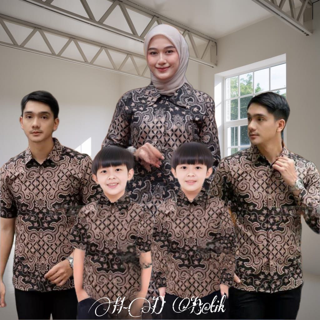 Baju Batik Sarimbit Couple keluarga Motif Jalu hitam
