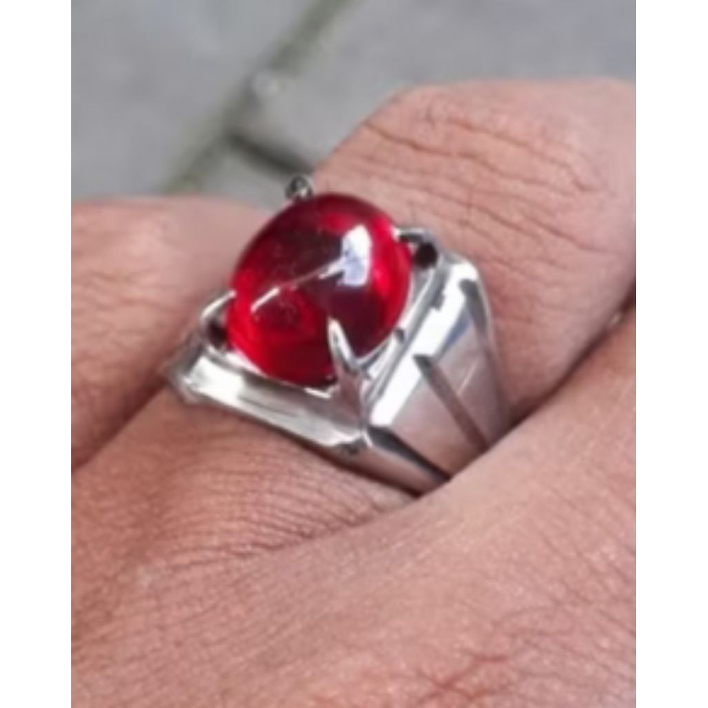 cincin batu akik delima merah siem mban monel