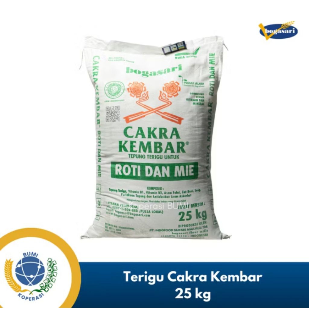 

Tepung Terigu Cakra protein tinggi 1 sak (25 kg)