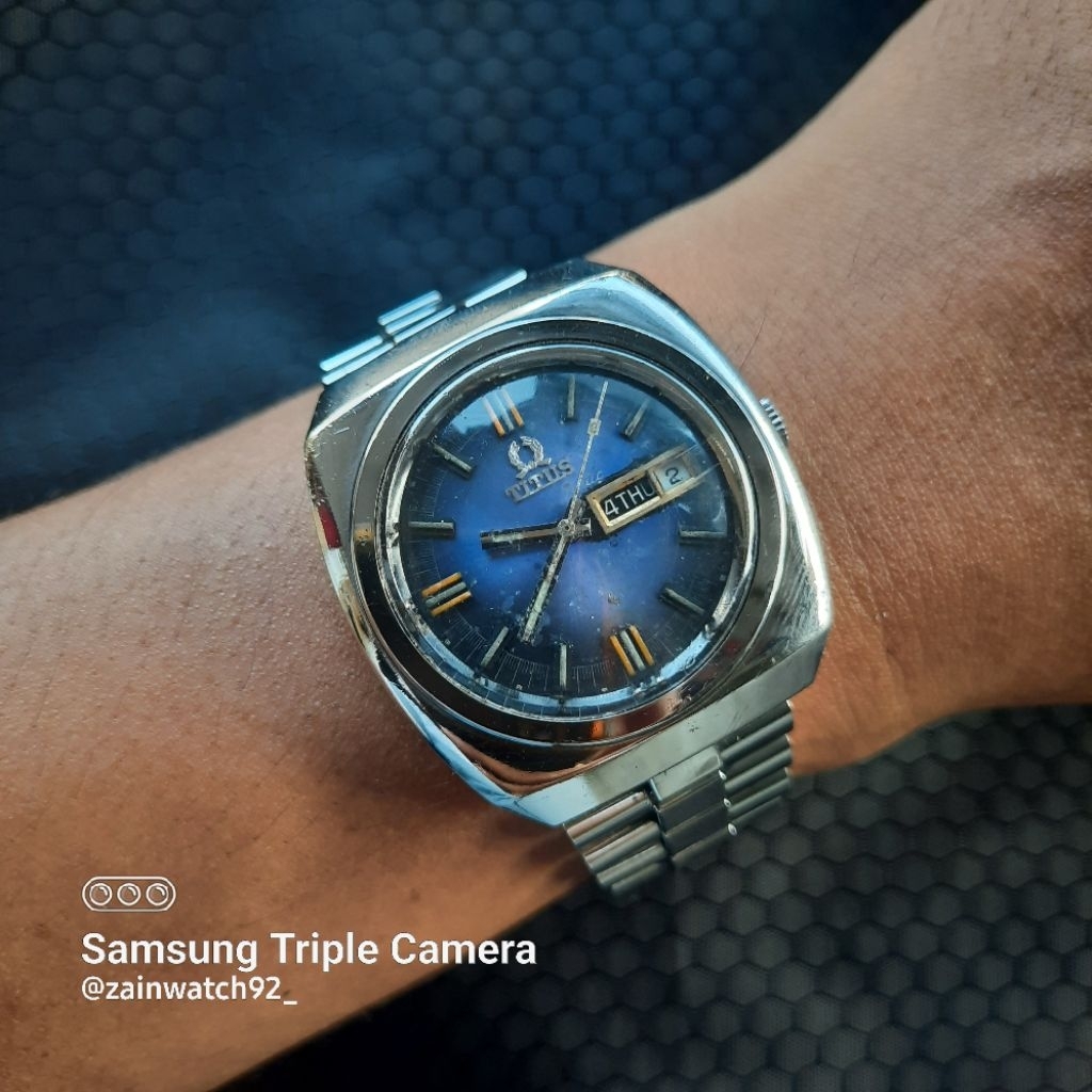 Jam Tangan Pria Titus Geneve 3678 Blue Violet Automatic Vintage Rare 100% Original