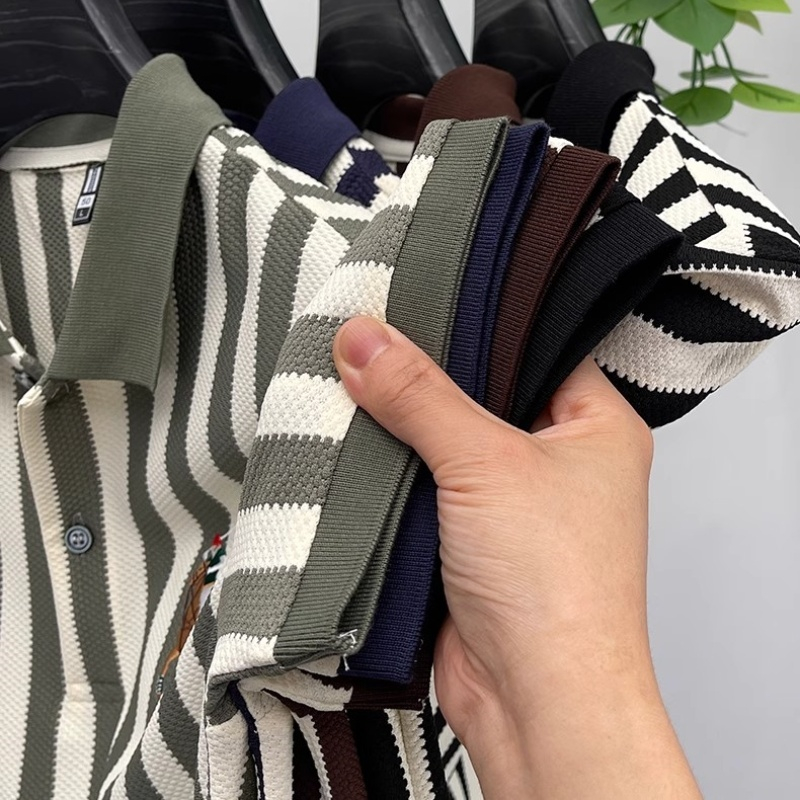 NEW ARRIVAL polo shirt pria kaos garis garis pria kaos kerah pria lengan pendek bordir t shirt kaos