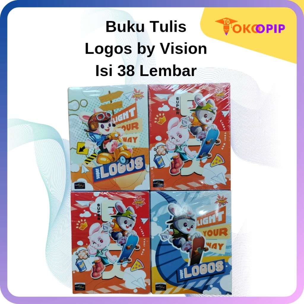 

Buku Tulis Super Logos by Vision Isi 38 Lembar (Pack) Isi 10 Buku Asli Original