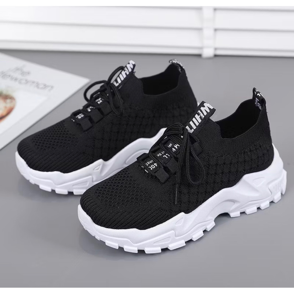 Sepatu Olahraga Wanita M01 Sneakers Import Rajut Sepatu Senam Zumba Jogging Original Import