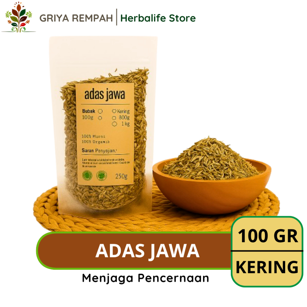 

ADAS JAWA KERING 100 GRAM Premium – Biji Jamu Ijo Pedas Ramuan Rempah Herbal Tradisional untuk Pencernaan Sehat Simplisia Foeniculum vulgare