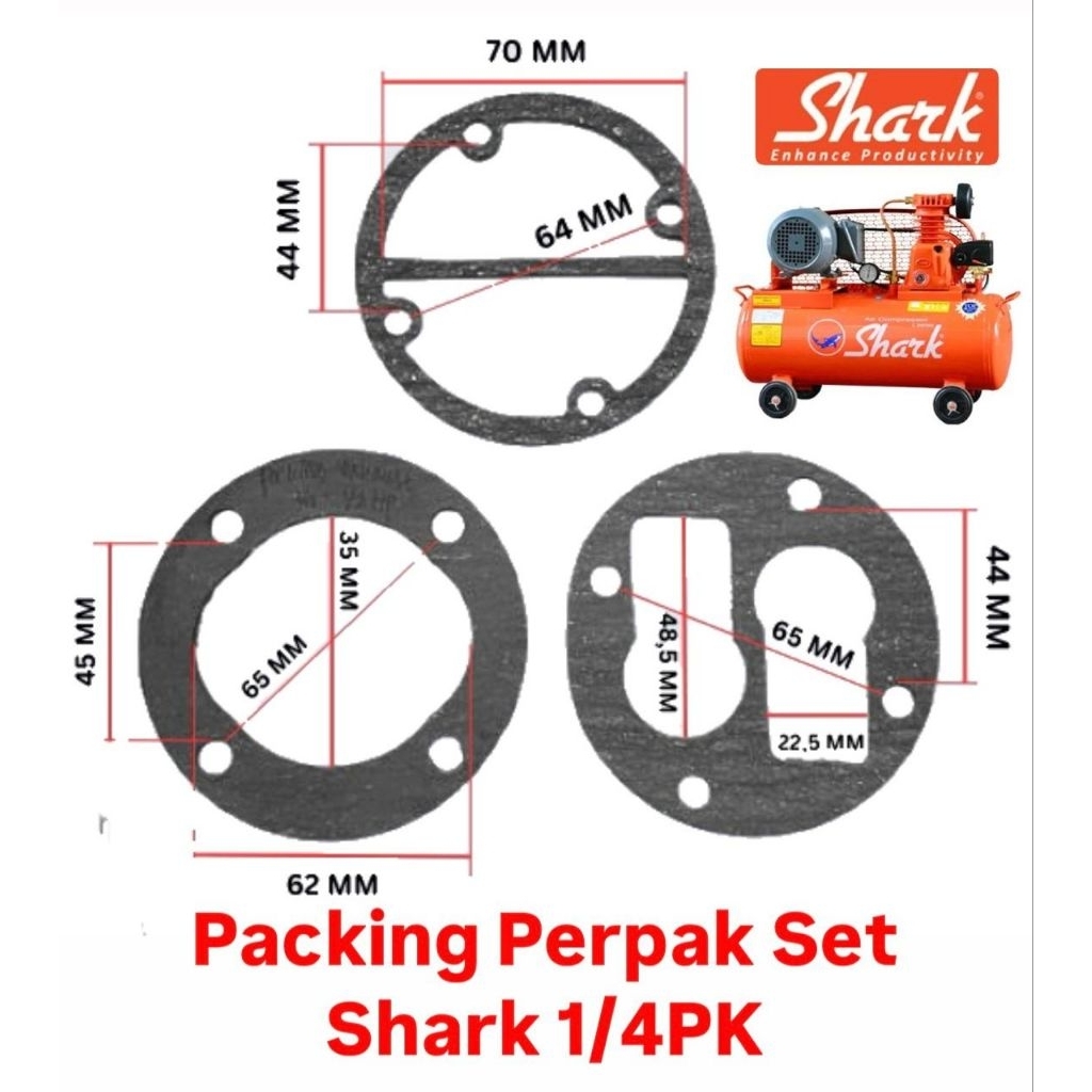 Paking Perpak Set Kompresor Shark 1/4pk