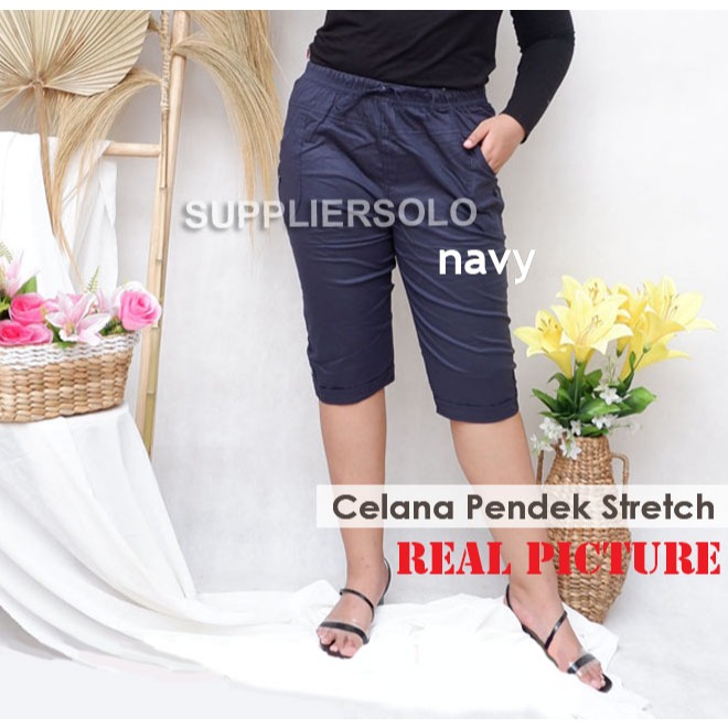 CELANA PENDEK WANITA JUMBO KATUN STRETCH UKURAN XXL / CELANA BIGSIZE WANITA XXL KATUN STRETCH