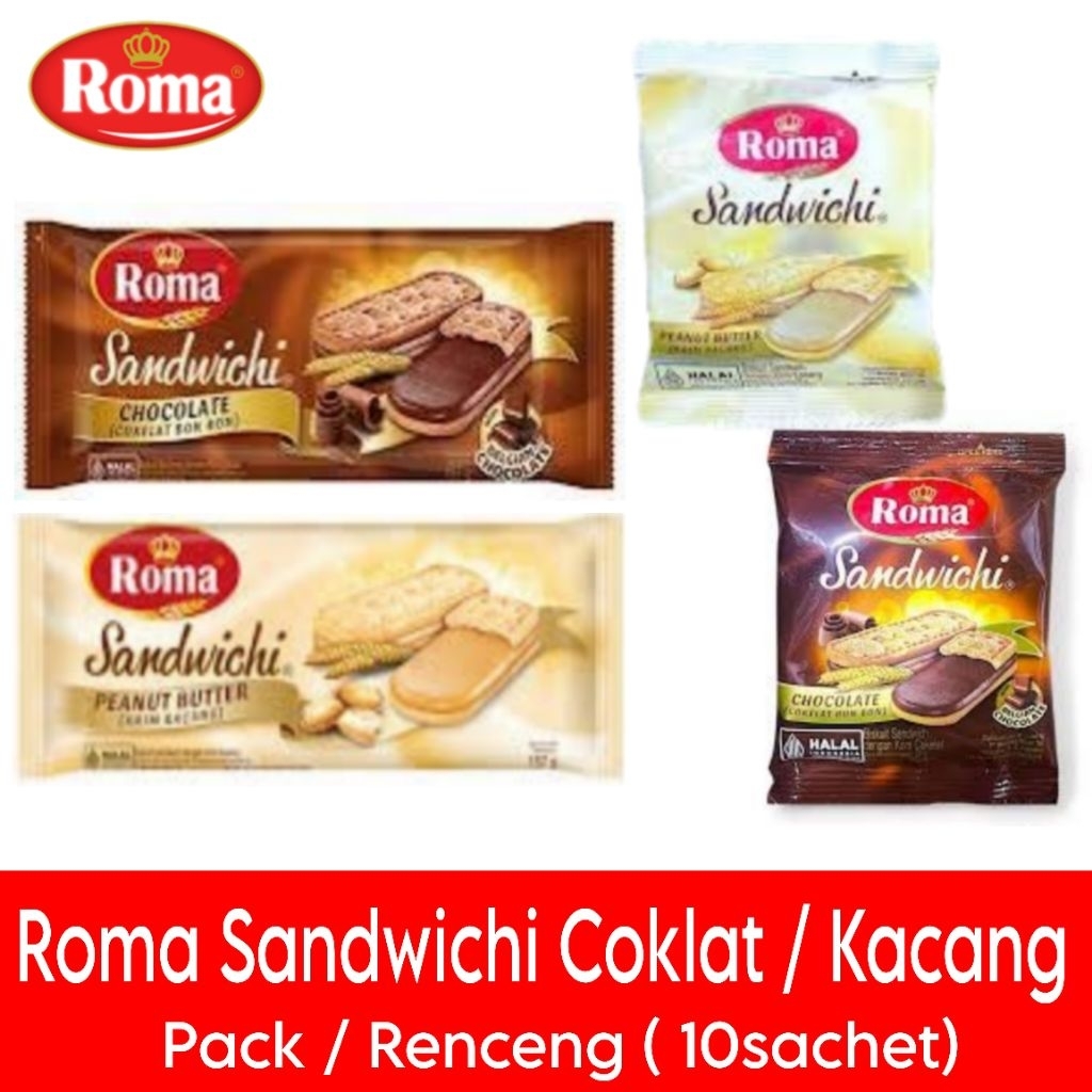 

Roma Sandwich Coklat Bon Bon kacang pack / renteng