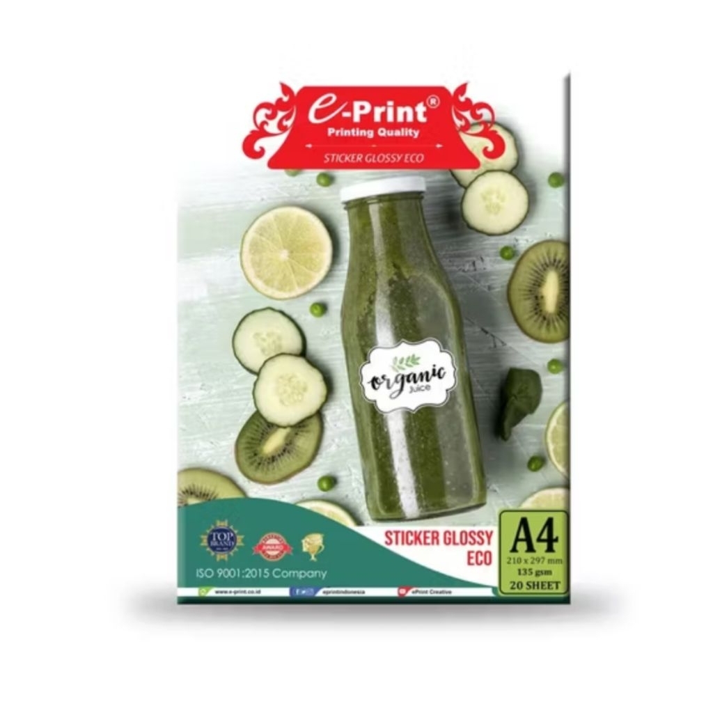 

Kertas Stiker | Sticker Glossy Eprint Eco 1pack (20Lembar)