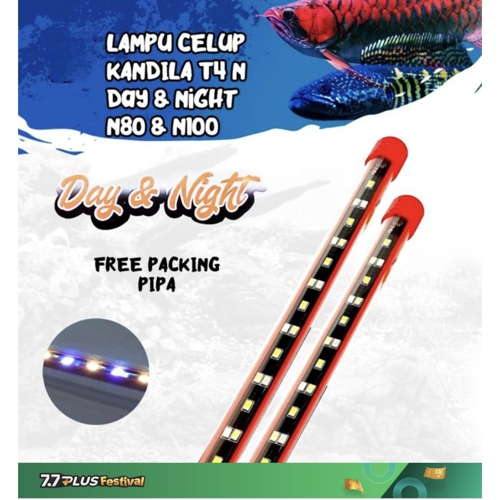 Lampu Celup Kandila Day and Night T4 N Series Aquarium Ikan Channa Koki Arwana