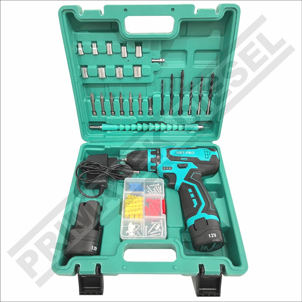 (NRT PRO DC-330HD) Mesin Bor Tangan Baterai DC330HD SET NRT PRO / Mesin Bor Tangan Baterai 10mm 12V 