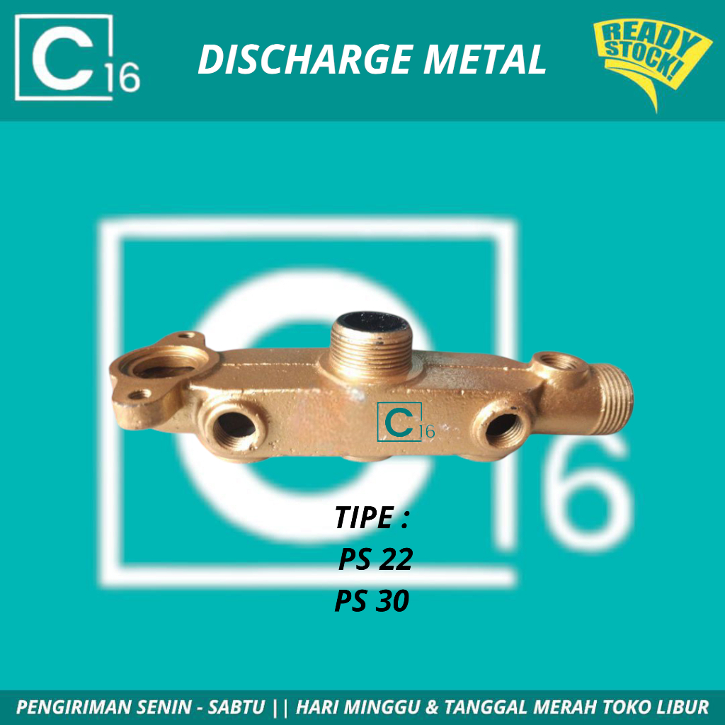 DISCHARGE METAL WATER OUTLET CHAMBER RUMAH TABUNG MESIN POWER SPRAYER STEAM CUCI MOTOR/MOBIL S22/30