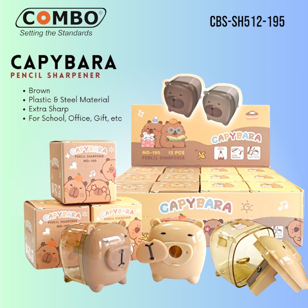 

Serutan Pensil Capybara / Rautan Pensil Capybara / Pencil Sharpener SH-512 / Pencil Sharpener SH-512 / Serutan Pensil Lucu / Single Hole Pencil Sharpener COMBO