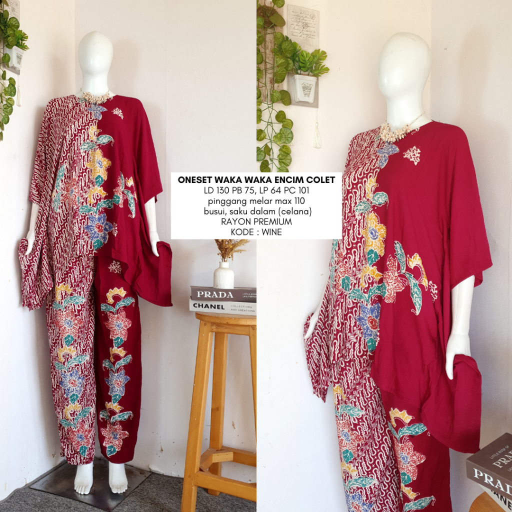 one set waka-waka encim LD 130-150 | busui friendly | setelan batik rayon premium Baju Celana by sac