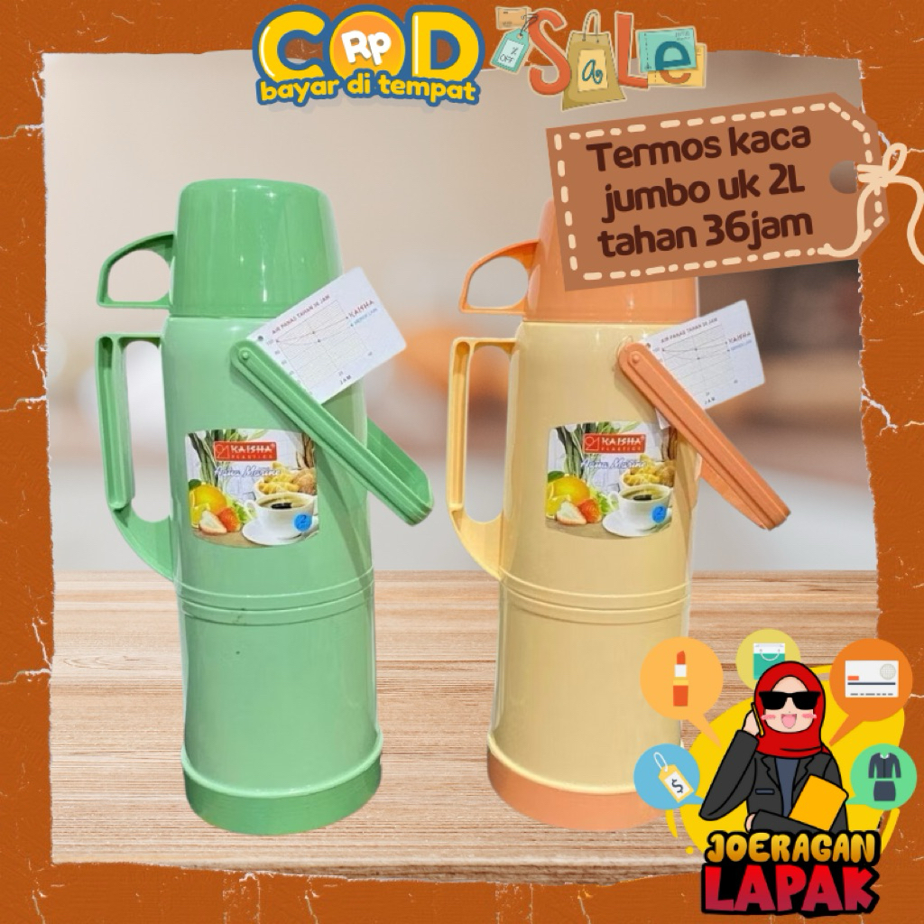 [JOERAGAN LAPAK] TERMOS KACA AIR PANAS JUMBO AQUA MARINE BOTOL TUMBLER 2 LITER PENYIMPANAN AIR MINUM