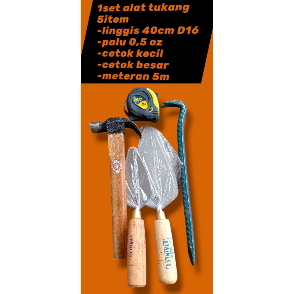 1set alat tukang 5item/paket alat tukang murah