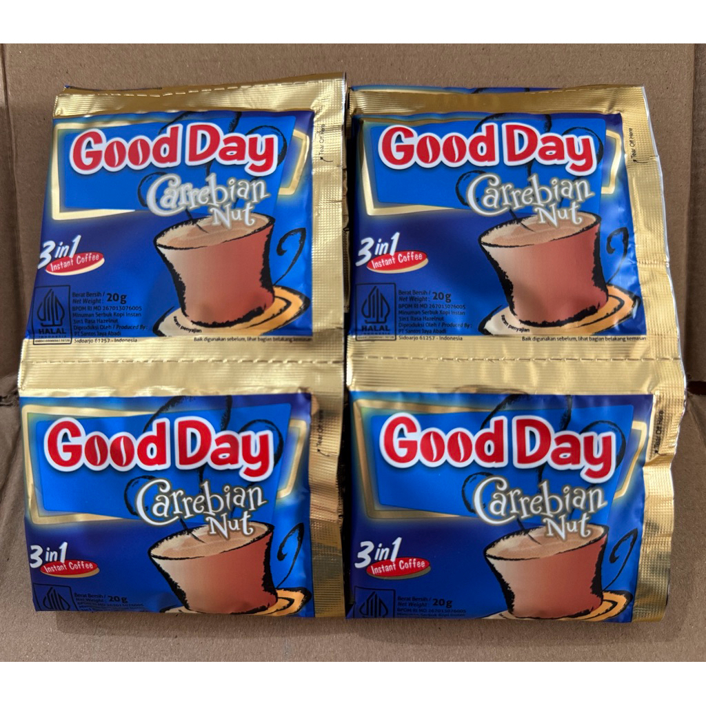 

Goodday 3 in 1 Carrebian Nut 20g 1Renceng isi 10Sachet
