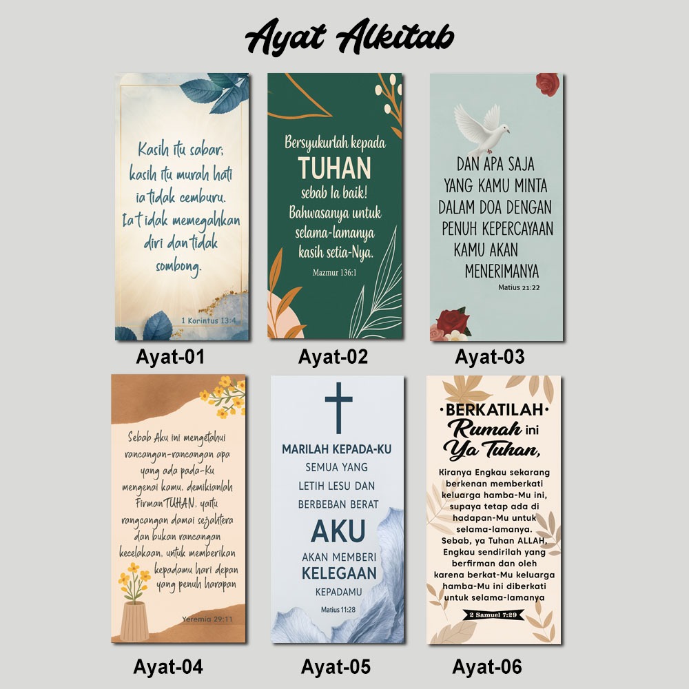 Hiasan dinding minimalis | Ayat emas alkitab - Ayat Alkitab Kristen Aesthetic Set 6pcs
