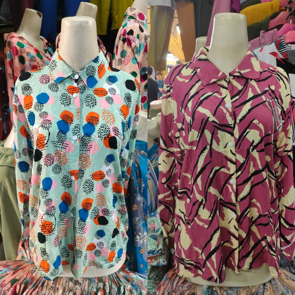 Atasan wanita terbaru 2 pcs 69,ribu / kemeja wanita motif terbaru / Kemeja Motif Blouse Rayon Wanita