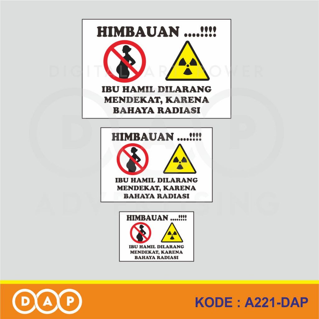 

A221 - Acrylic Sign, Stiker Akrilik Himbauan Bahaya Radiasi Bagi Ibu Hamil, Termurah, dan Bisa Custom