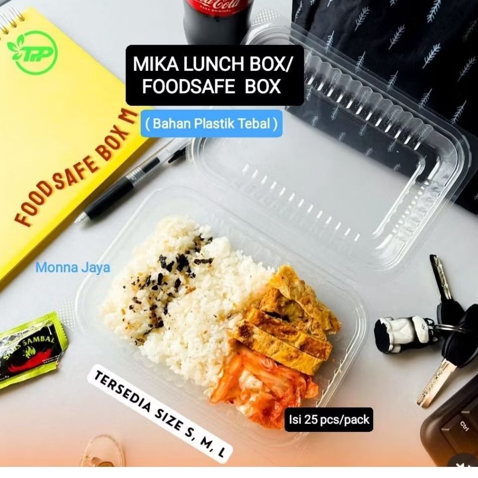 Mika Lunch Box/ Lunch Box Plastik Ukuran M/ FoodSafe Box M/ Kotak Makan Plastik Mika Tebal Isi 25 pc
