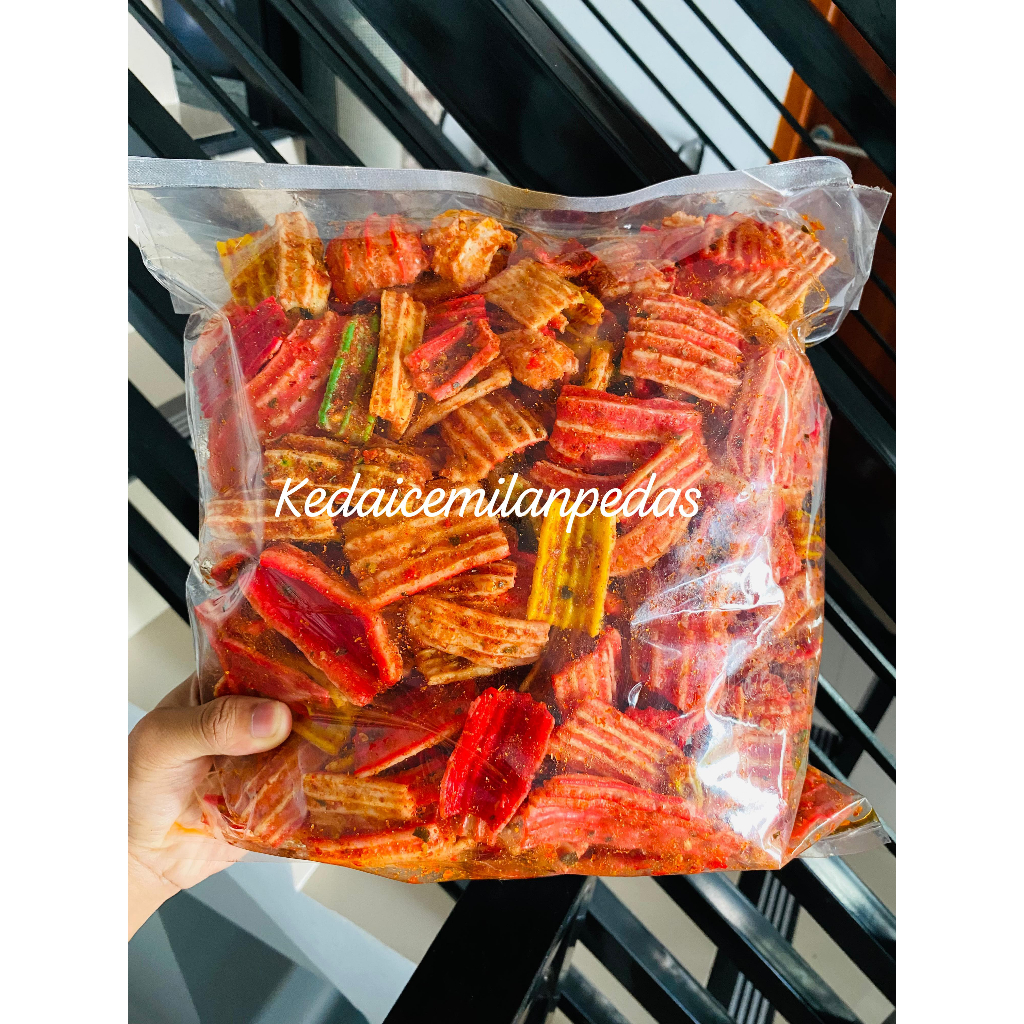 

seblak kering kerupuk sisir warna warni ready varian rasa pedas daun jeruk/original daun jeruk kemasan 1kg 500gr 250gr 100gr