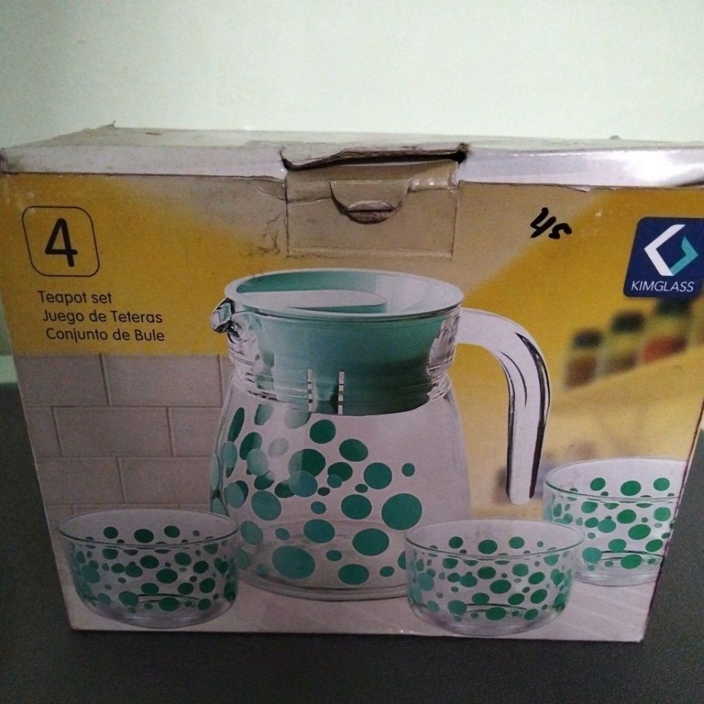 botson kimglass teapot set, teko kaca, teko beling