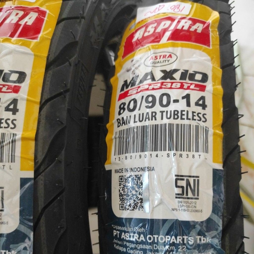 BAN LUAR ASPIRA 80/90-14 TUBELESS