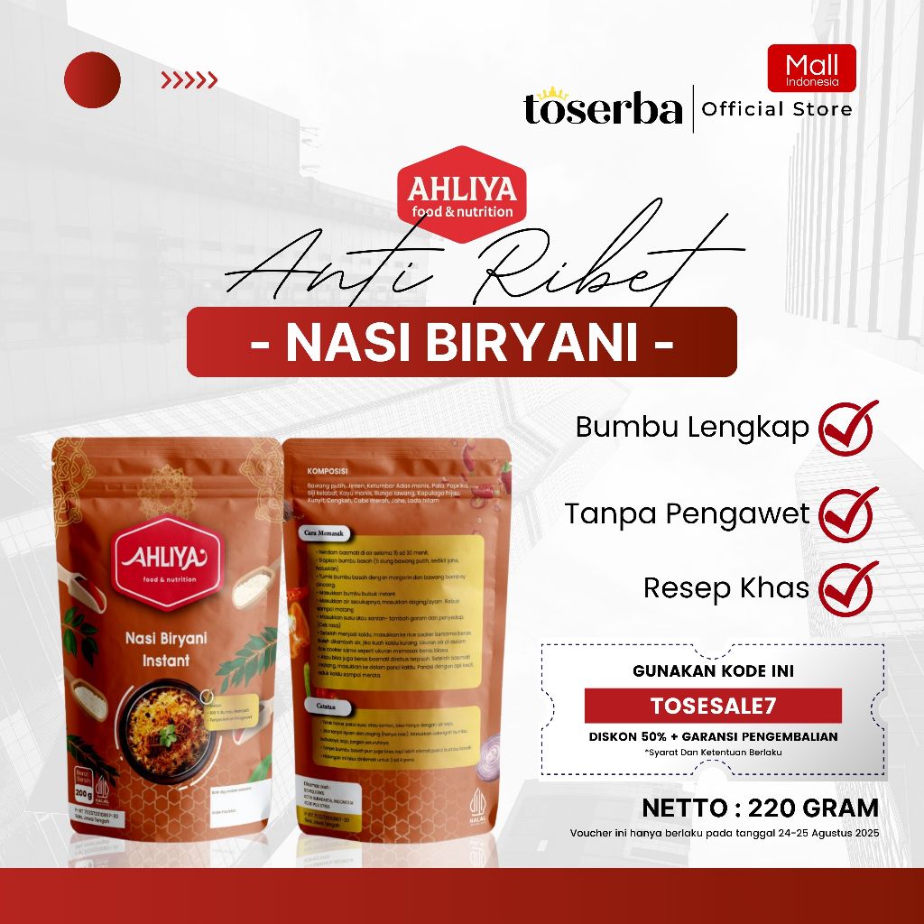 

[Satuan] Ahliyah - Nasi Biryani Instan Komplit Paket Lengkap Bumbu Rempah & Beras Basmati Premium