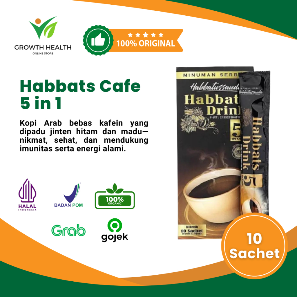 

Habbats Cafe 5 in 1 - Kopi Arab tanpa Coffein ( Jinten Hitam + Madu )