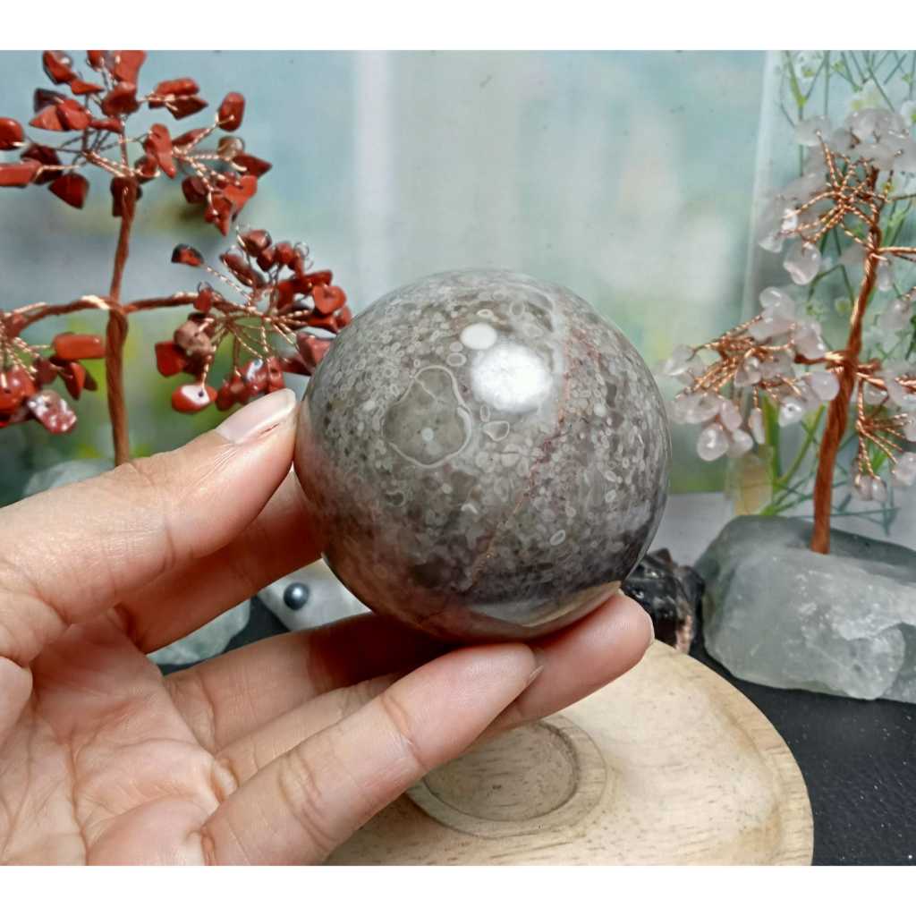 Batu Alam Natural Coral Jasper Sphere (2)