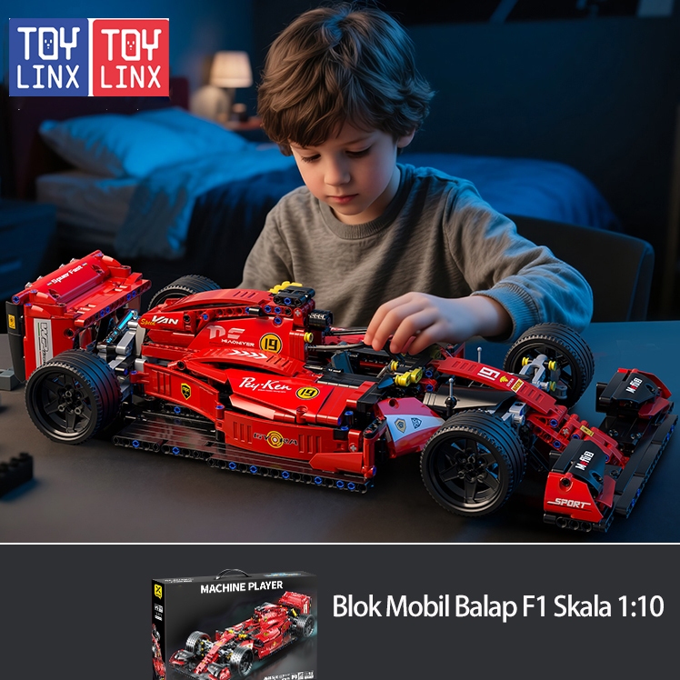 Mainan Blok Bangunan Mobil Balap Formula 1 Skala 1:10, 1137 Bagian, Versi Statis atau Dinamis