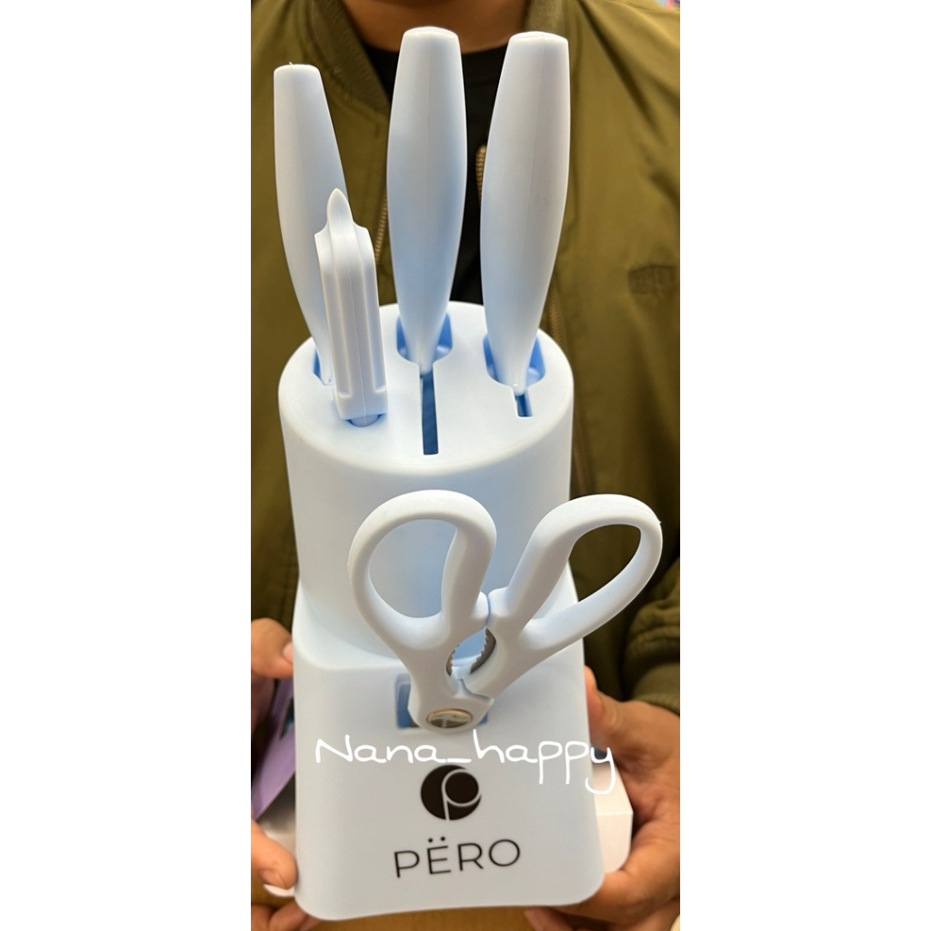 Pero Kitchen Knife Set 6 pcs Blue W Holder