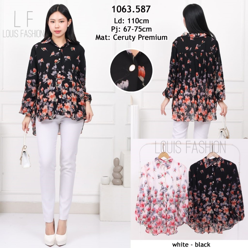atasan blouse ceruty premium motif bunga