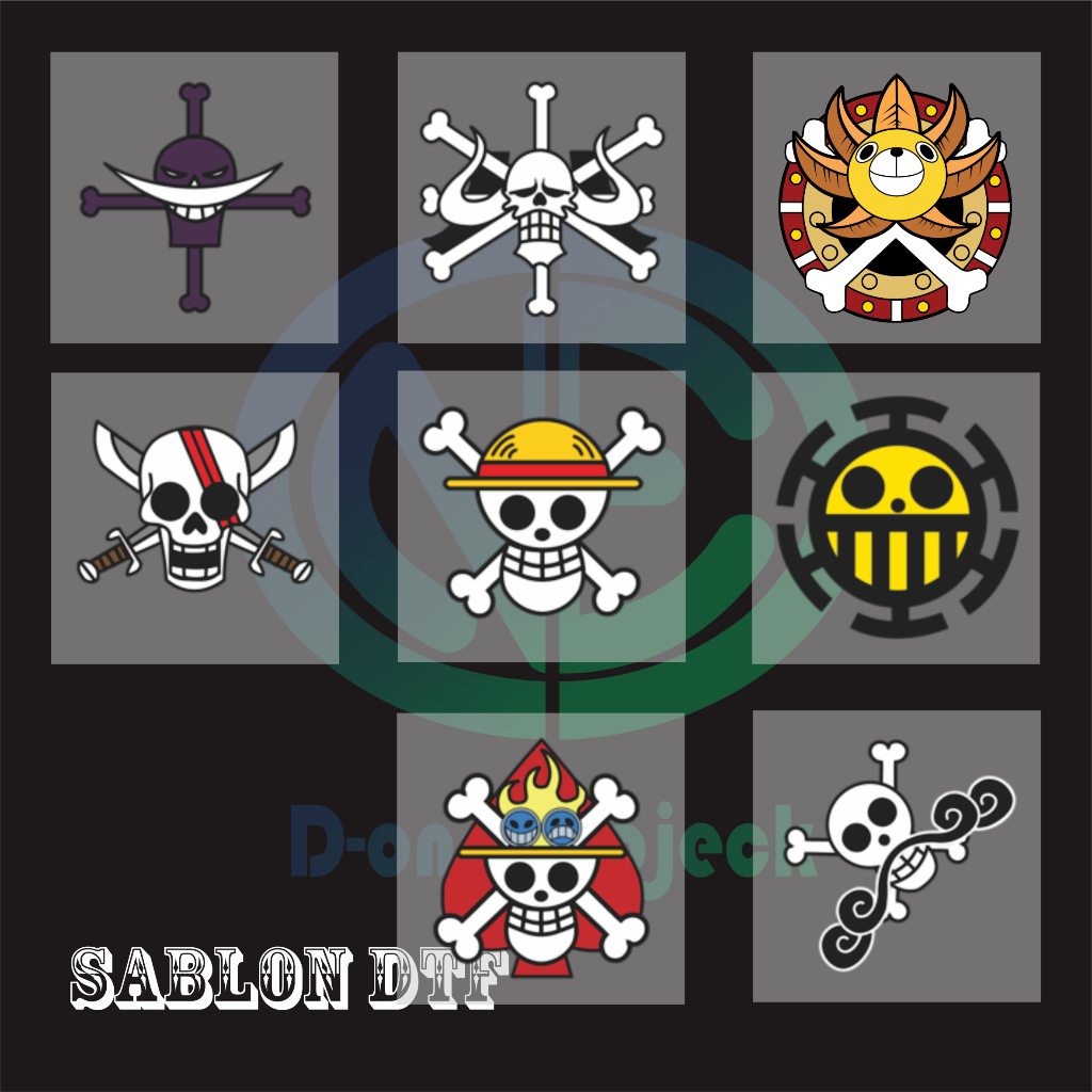 

Sablon Setrika DTF gambar logo kartun one piece terbaru