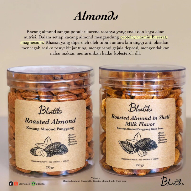

Almond Panggang Murni | Roasted Almond Premium Grade – Camilan Tinggi Protein