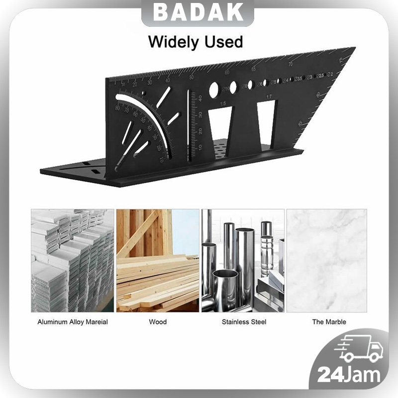 

Penggaris siku tukang mitre 3D Penggaris Penggaris Kayu 3D Mitre Angle Speed Square Siku marking Line 3D ALUMINIUM