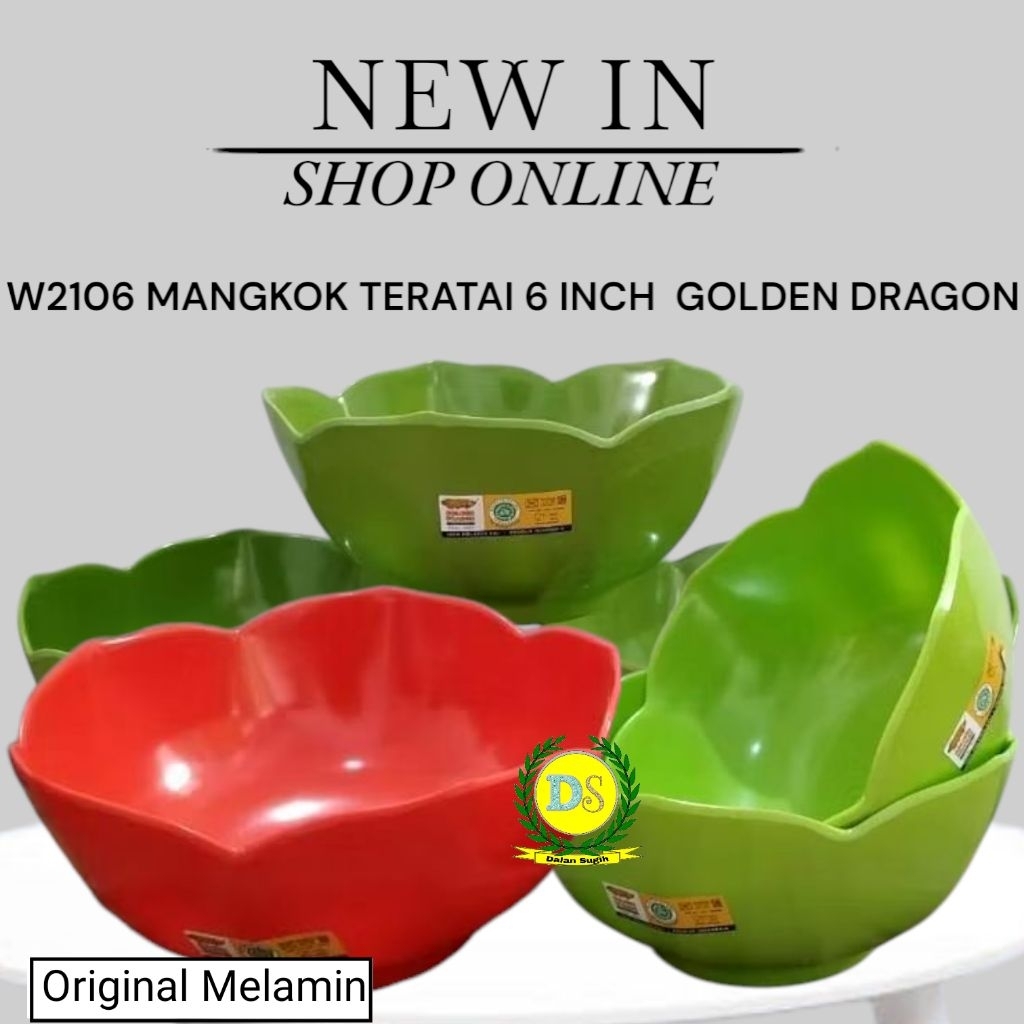 Original Melamin W2106 Mangkok Teratai 6 Inch Mangkok Mie,Es Buah,Seblak Golden Dragon