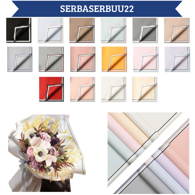 

Isi 20 LEMBAR Flower Wrapping Paper Double Frame Border Line Cellophane Kertas Buket Bunga Cellophane Florist KB036 SS22