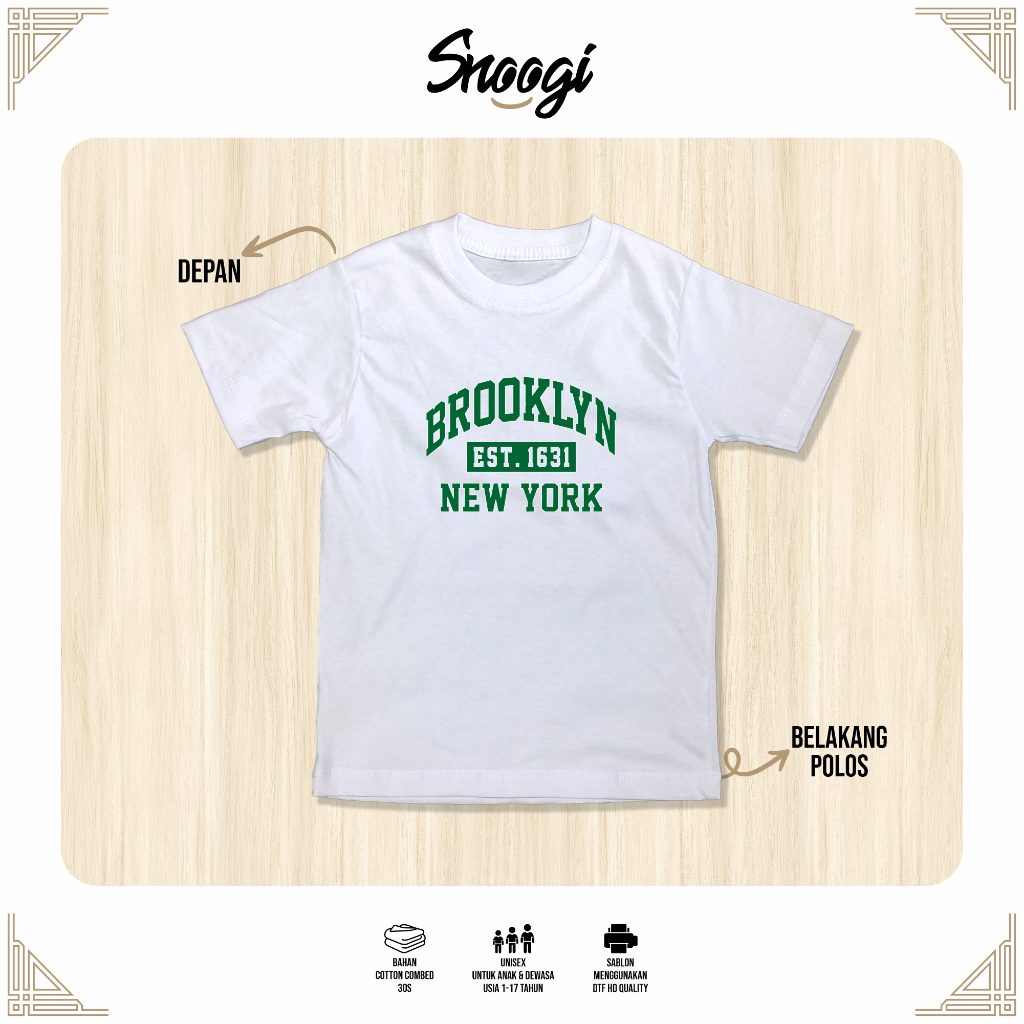 Kaos Anak & Remaja Laki-Laki 1-17 Tahun BROOKLYN Cotton Combad 30s Baju Kaos Anak