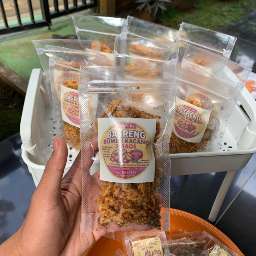 

Basreng kering bumbu kacang kemasan 50 gram paket 5 pcs