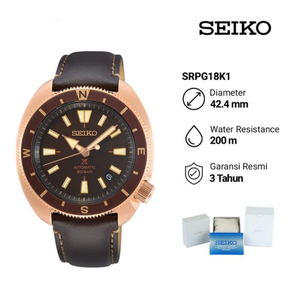 Seiko Prospex SRPG18K1 Tortoise Land Automatic Jam Tangan Pria Original